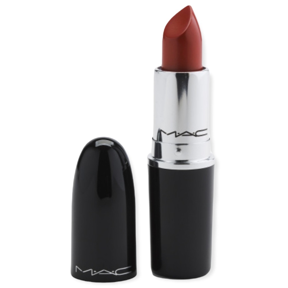 MAC Lipstick Local Celeb Lustreglass Burnt Orange Long Wearing Shine Full Size